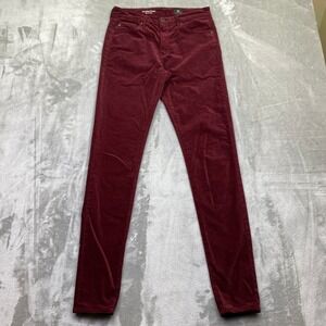 AG Adriano Goldschmied Farrah Skinny High Rise Corduroy Pants Women Burgundy 27R